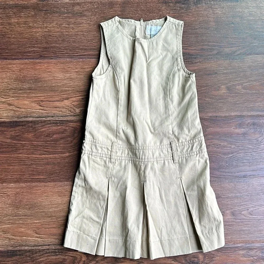 Children's Place Pleated Dress | Girls Khaki Dress | Toddler Dress | Kids Dress